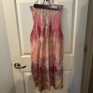 Lapis Strapless Dress in Pink and Cream